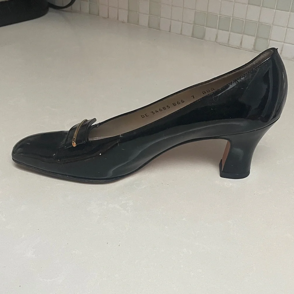 Salvatore Ferragamo Narrow Black Patent Leather Heels - Picture 3 of 4